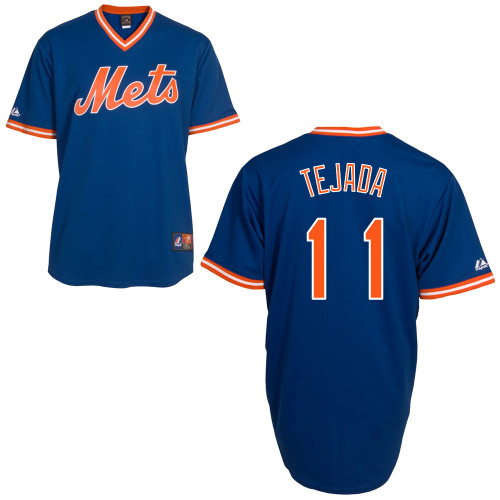 Ruben Tejada #11 MLB Jersey-New York Mets Men's Authentic Alternate Cooperstown Blue Baseball Jersey